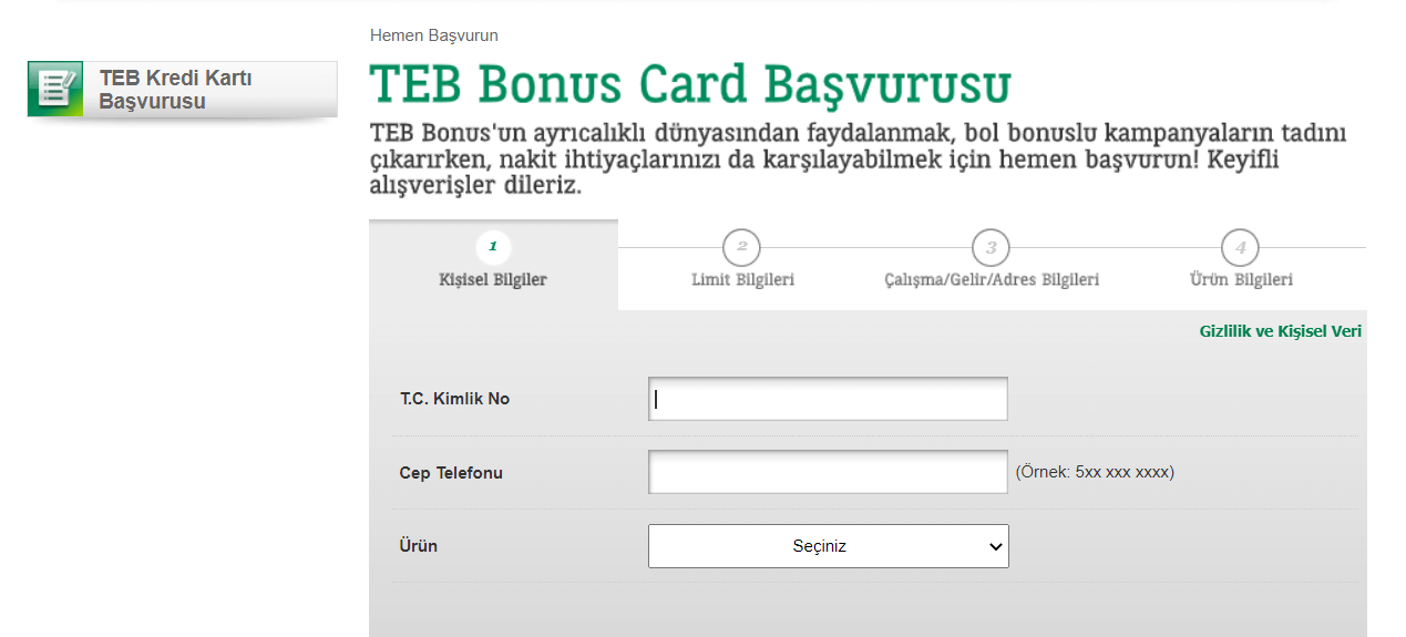 TEB Bonus Card Online Kredi Kartı Başvurusu Nasıl Yapılır?